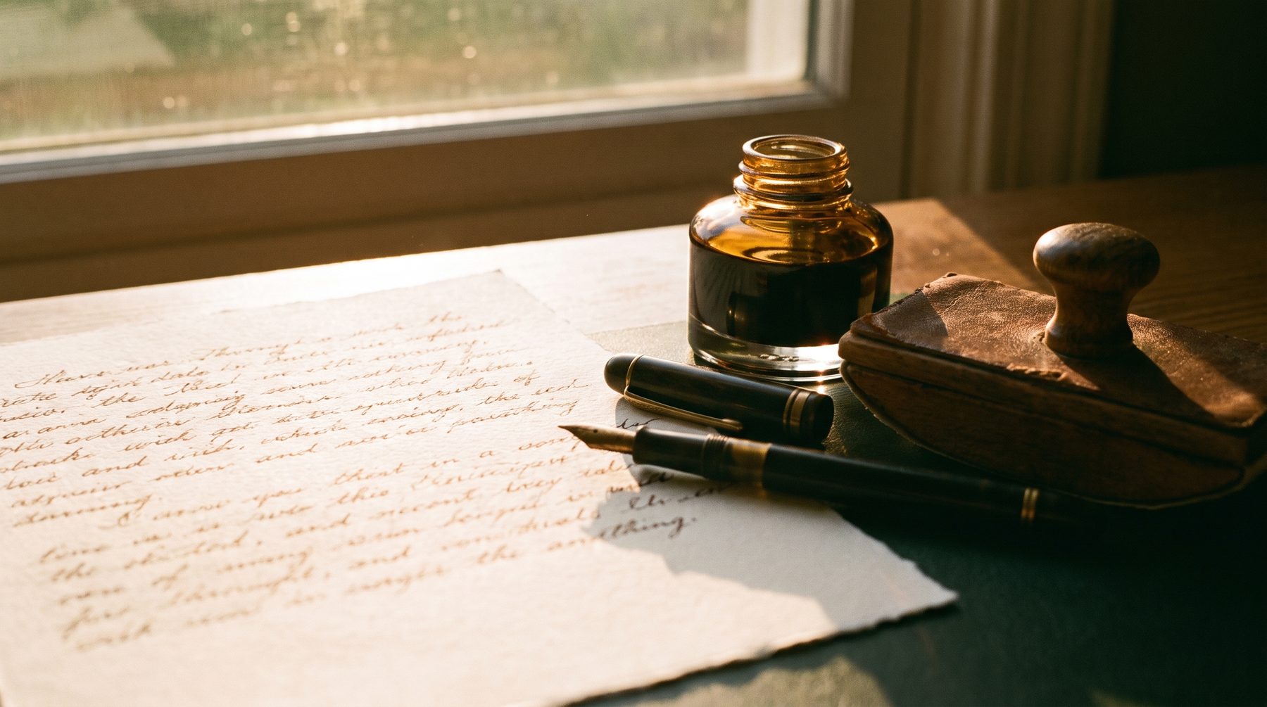 A handwritten letter in flowing ink